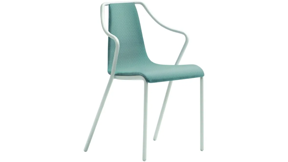 Sedia in tessuto con struttura in metallo con braccioli Ola P M TS di Midj