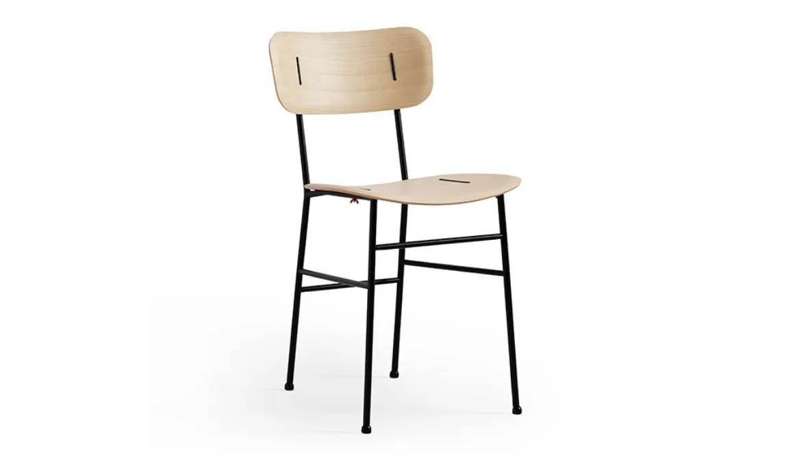 Sedia in legno con inserti in metallo e struttura in metallo Piuma S M LG di Midj