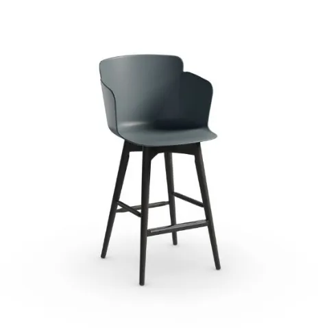 Sgabello con struttura in legno e seduta in plastica Calla LR PP di Midj