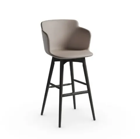 Sgabello in pelle con struttura in frassino tinto Calla LR TS di Midj