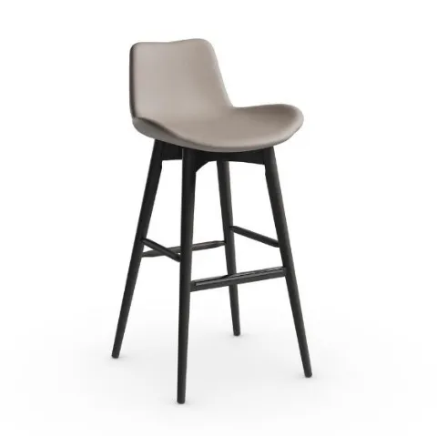 Sgabello con seduta in pelle e struttura in frassino tinto Dalia LR TS di Midj