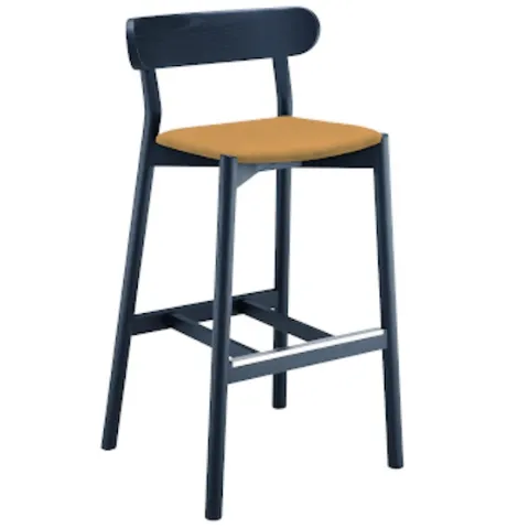 Sgabello con seduta rivestita in cuoio o cuoio toscano e struttura in legno Montera L CU di Midj