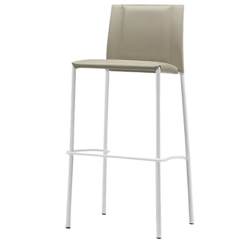 Sgabello in cuoio con struttura in metallo verniciato Silvy M CU di Midj