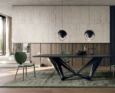 Tavolo in impiallacciato frassino tinto carbone Papillon di Sedit