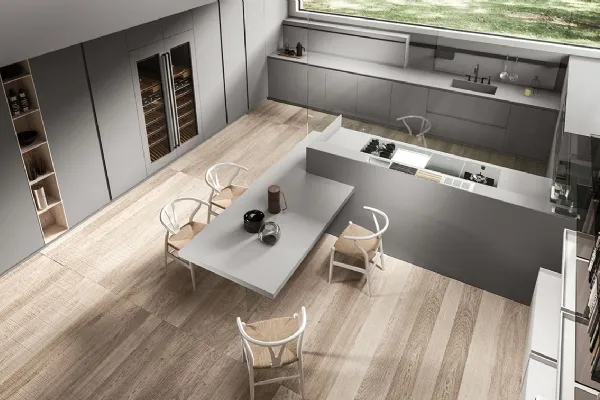 Cucina Design con isola e penisola in Fenix grigio Ak 04 03 di Arrital