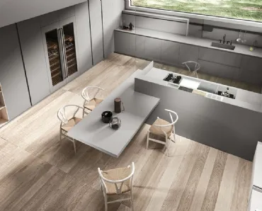 Cucina Design con isola e penisola in Fenix grigio Ak 04 03 di Arrital