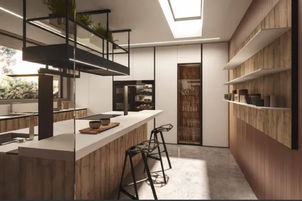 Cucina Design in rovere e melaminico con isola Ak_Project 05 di Arrital