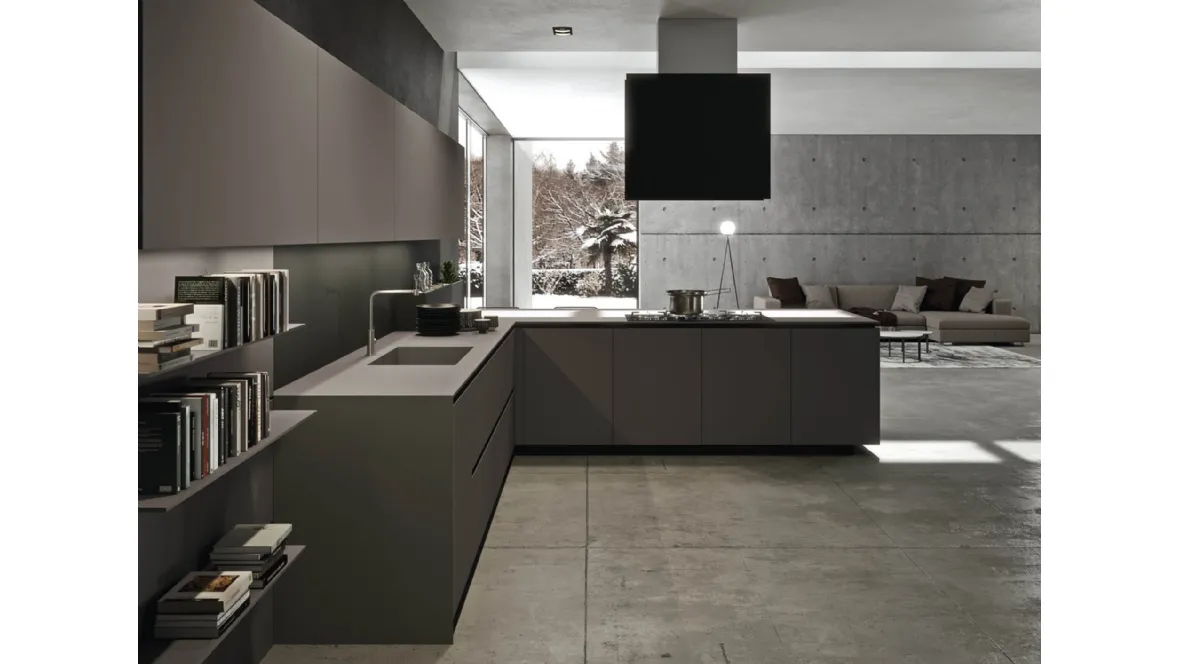 Cucina Design angolare in Fenix grigio Londra Ak Project 09 di Arrital