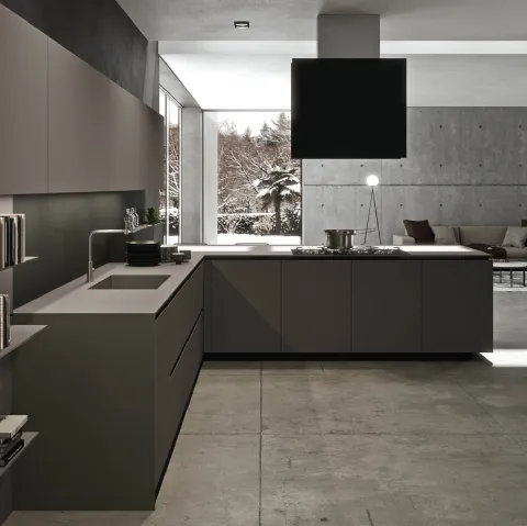 Cucina Design angolare in Fenix grigio Londra Ak Project 09 di Arrital