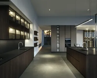Cucina Design lineare Ak Project 11 in melaminico termostrutturato sabbiato Moro di Arrital