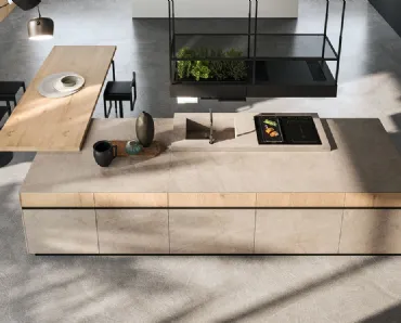 Cucina Design in gres e rovere antico biondo con penisola Ak 04 01 di Arrital