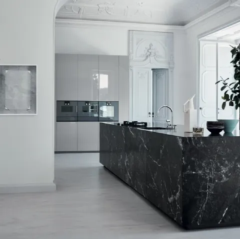 Cucina Design N_Elle Unexpected Contrast in marmo Grigio Carnico di Cesar