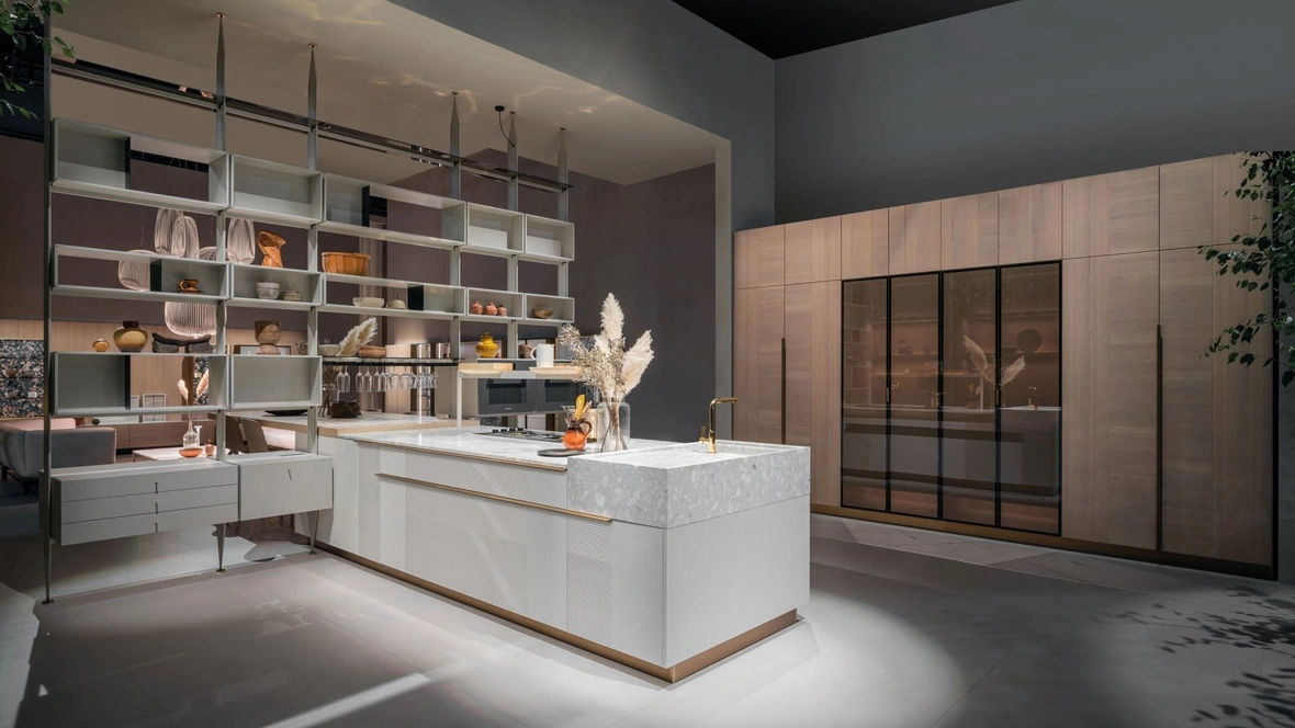 Cucina Design con penisola Intarsio Lines & Shines di Cesar