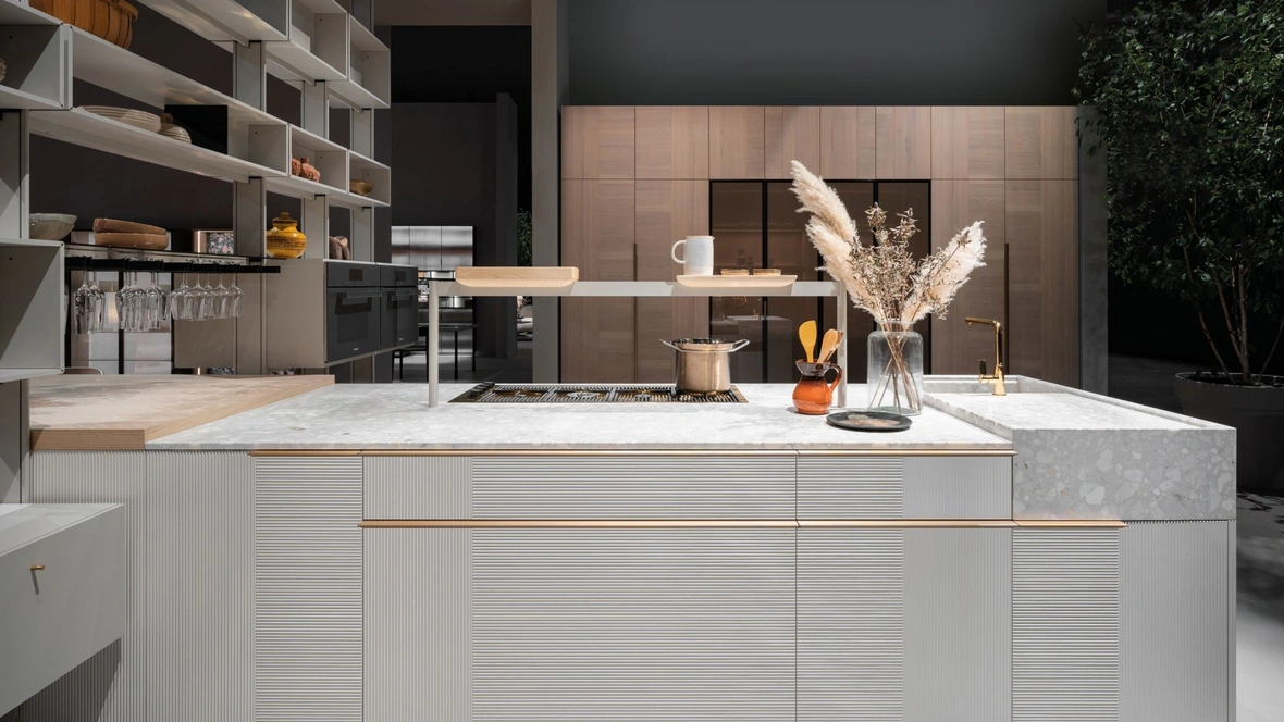Cucina Design con penisola Intarsio Lines & Shines di Cesar