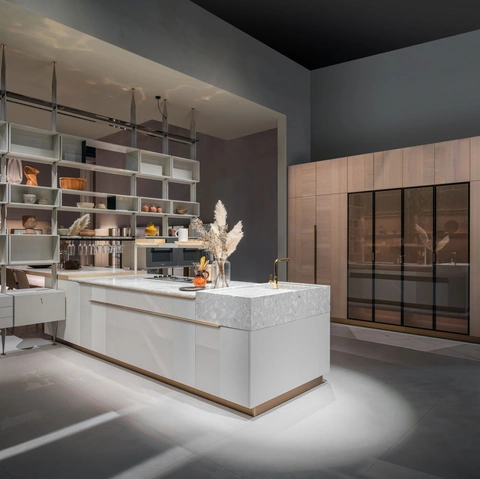 Cucina Design con penisola Intarsio Lines & Shines di Cesar
