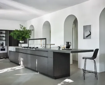Cucina Design lineare Intarsio Classical Future in essenza di Rovere Fossile di Cesar
