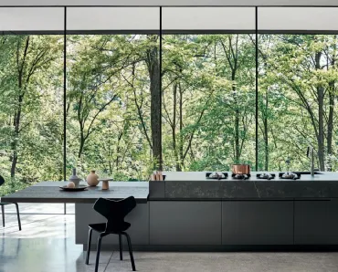 Cucina Design Maxima 2|2 Peaceful Wilderness  in laccato Titanio con top in Dekton di Cesar