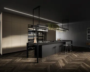 Cucina Design lineare Nautila 03 in Fenix NTM nero ingo di Arrital