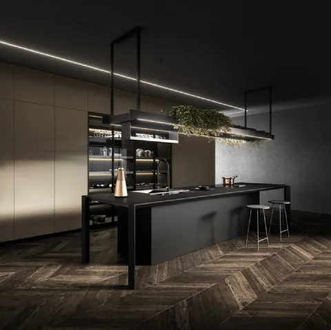 Cucina Design lineare Nautila 03 in Fenix NTM nero ingo di Arrital