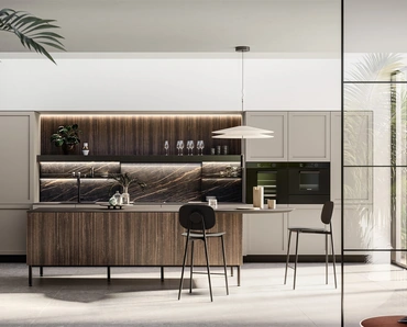 Cucina Moderna con isola Alma 03 in pet e laminato di Arredo3