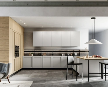 Cucina Moderna con penisola Alma 02 in pet e laminato di Arredo3