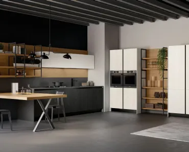 Cucina Moderna angolare in legno laccato Asia 02 di Arredo3