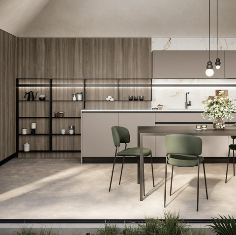Cucina Moderna angolare Cloe 06 in laccato e laminato di Arredo3