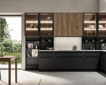 Cucina Moderna angolare Tekna 03 in pet e rovere di Arredo3