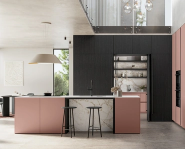 Cucina Moderna con isola Time 04 in laccato opaco e legno di Arredo3