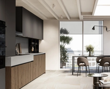 Cucina Moderna lineare Asia 02 in rovere e laccato di Arredo3