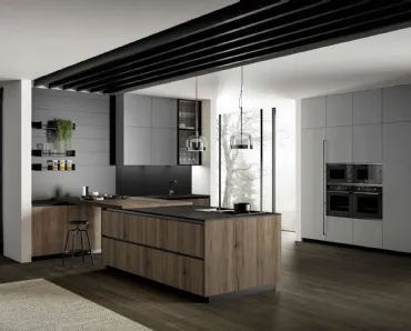 Cucina Moderna in rovere con penisola Asia 03 di Arredo3