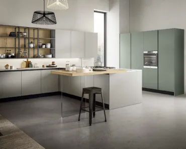 Cucina Moderna con penisola in laccato e laminato Cloe 04 di Arredo3