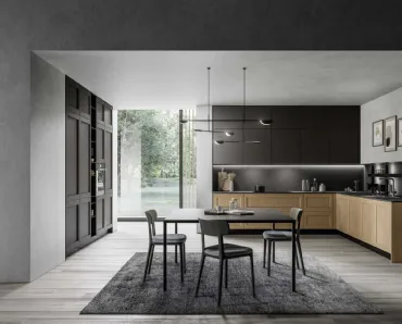 Cucina Moderna angolare in rovere brandy e laccato Frida 03 di Arredo3