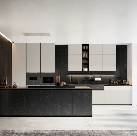 Cucina Moderna Glass 2 0 03 con penisola di Arredo3
