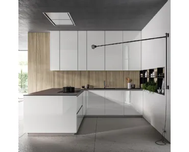 Cucina Moderna Glass 2 0 04 con penisola di Arredo3