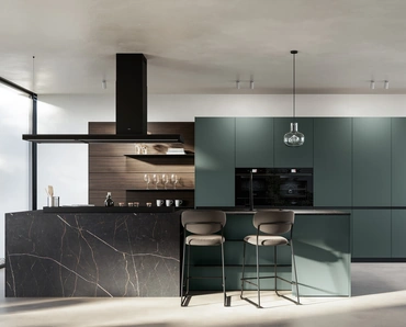 Cucina Moderna con isola Kalì 01 in pet e laminato di Arredo3