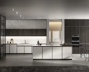 Cucina Moderna in Pet e rovere ebano con isola Kronos 01 di Arredo3