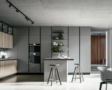 Cucina Moderna con penisola Round 04 in laminato e pet di Arredo3