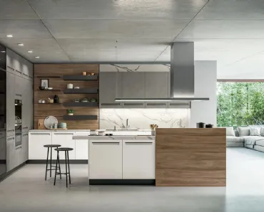 Cucina Moderna con isola Tekna 01 in pet e laminato di Arredo3