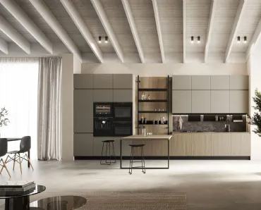 Cucina Moderna in laccato e laminato con penisola Wega 05 di Arredo3